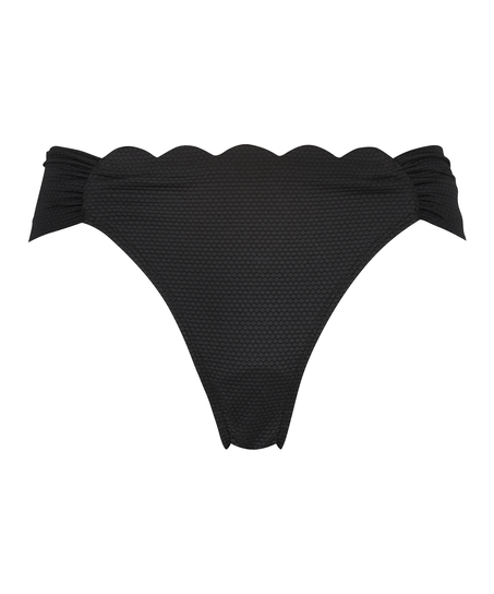 Figi bikini z falowanym brzegiem, Czarny