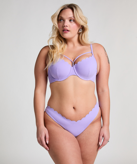 Majtki Bikini Wysoko Krojona Scallop, Fioletowy