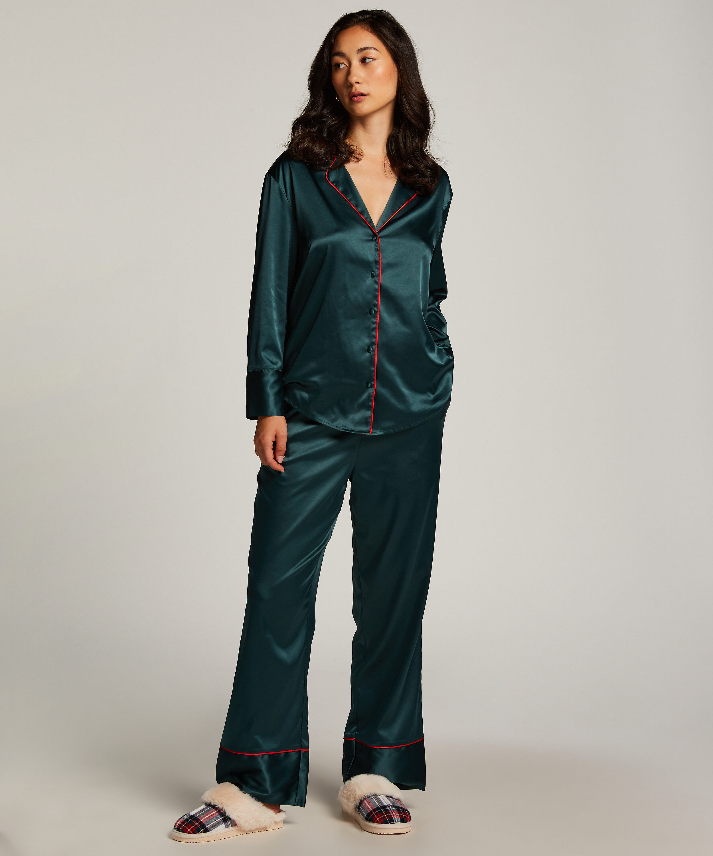 Spodnie z satyny, R&oacute;żowy