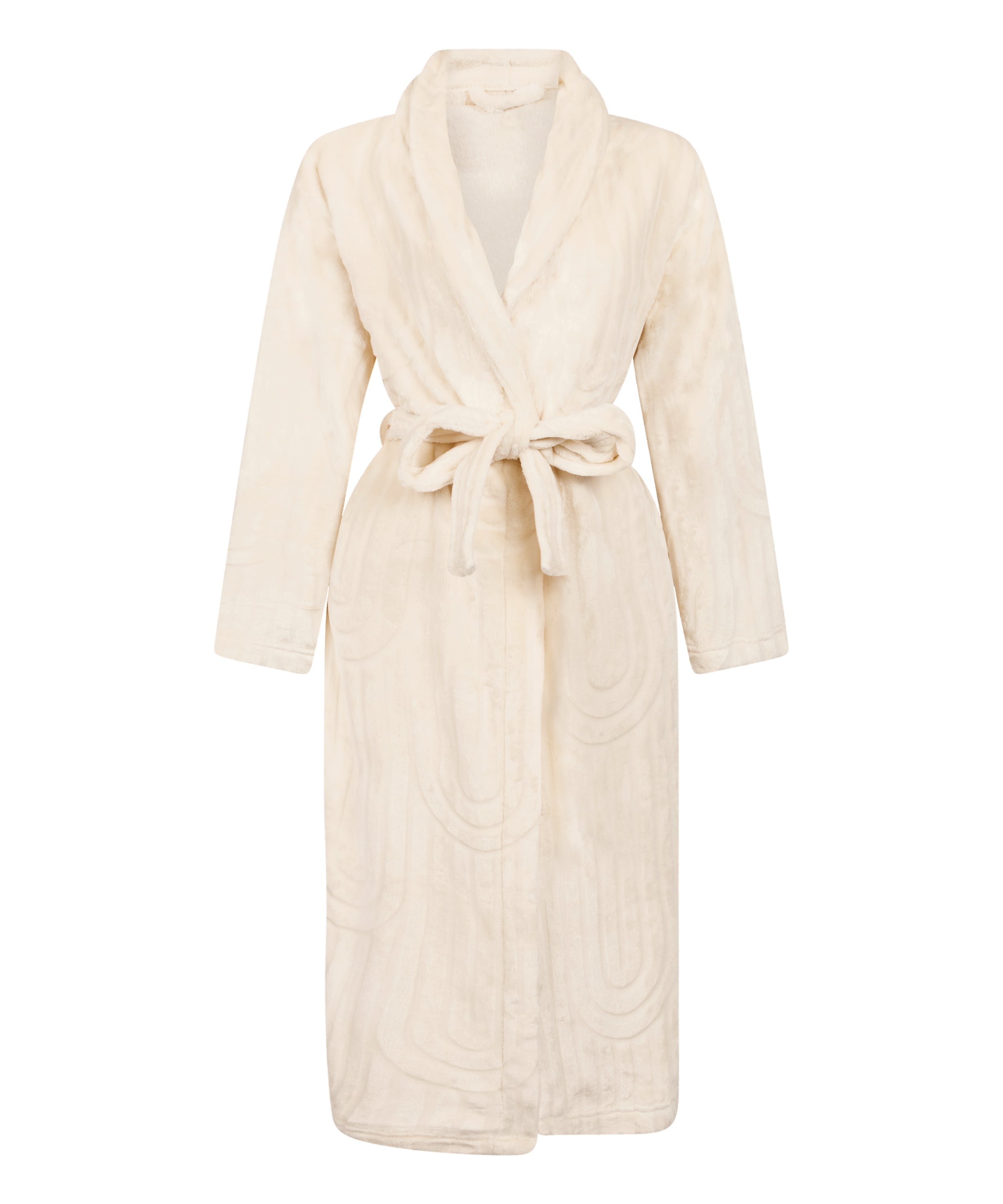 Długi szlafrok fleece, Biały, main