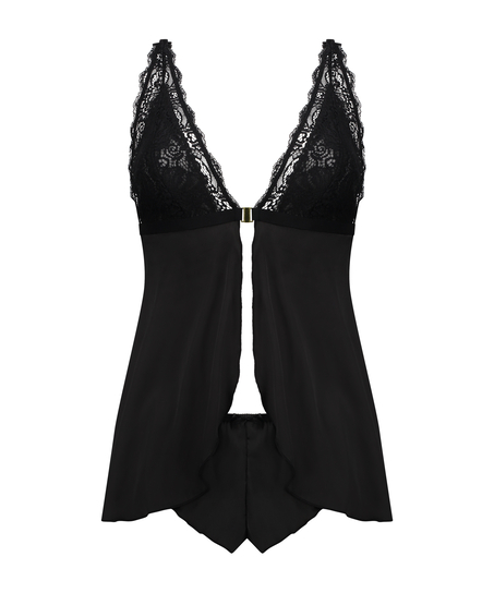 Babydoll Satin Mariah, Czarny