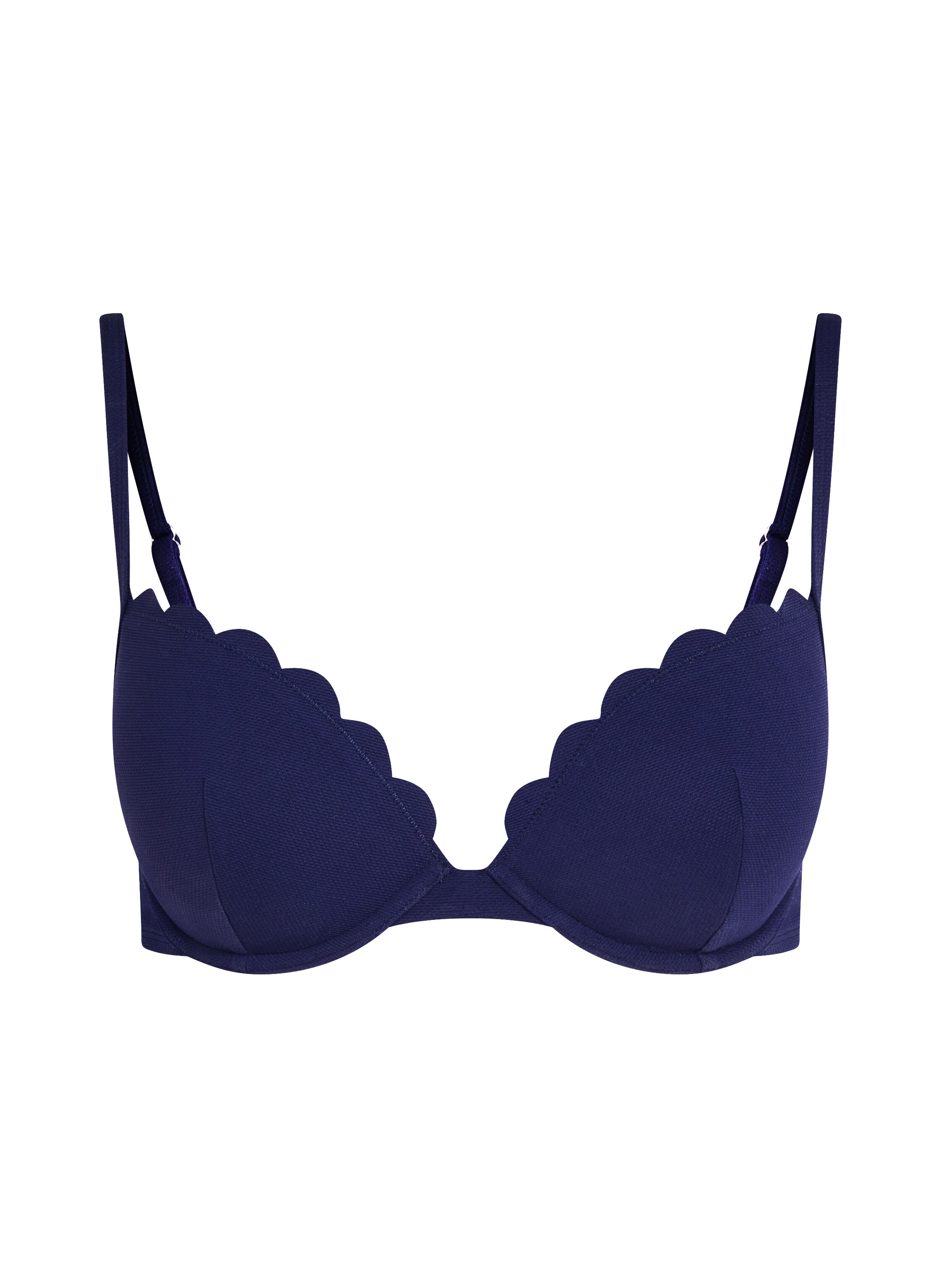G&oacute;ra od bikini push-up z fiszbinami, z falowanym brzegiem, miseczki A &ndash; E, Niebieski