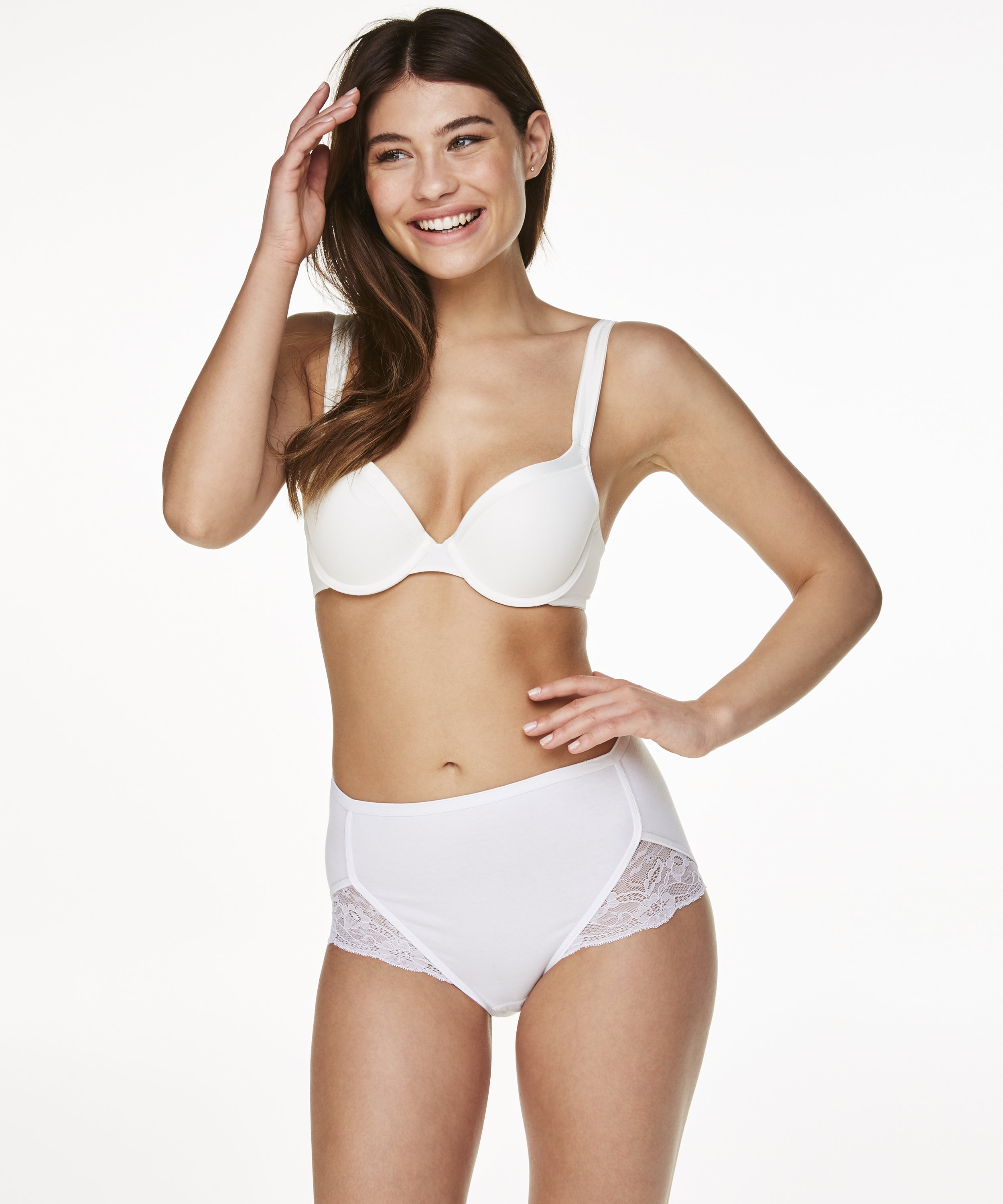 Bawełniane majtki maxi Superslip z koronką, Biały, main