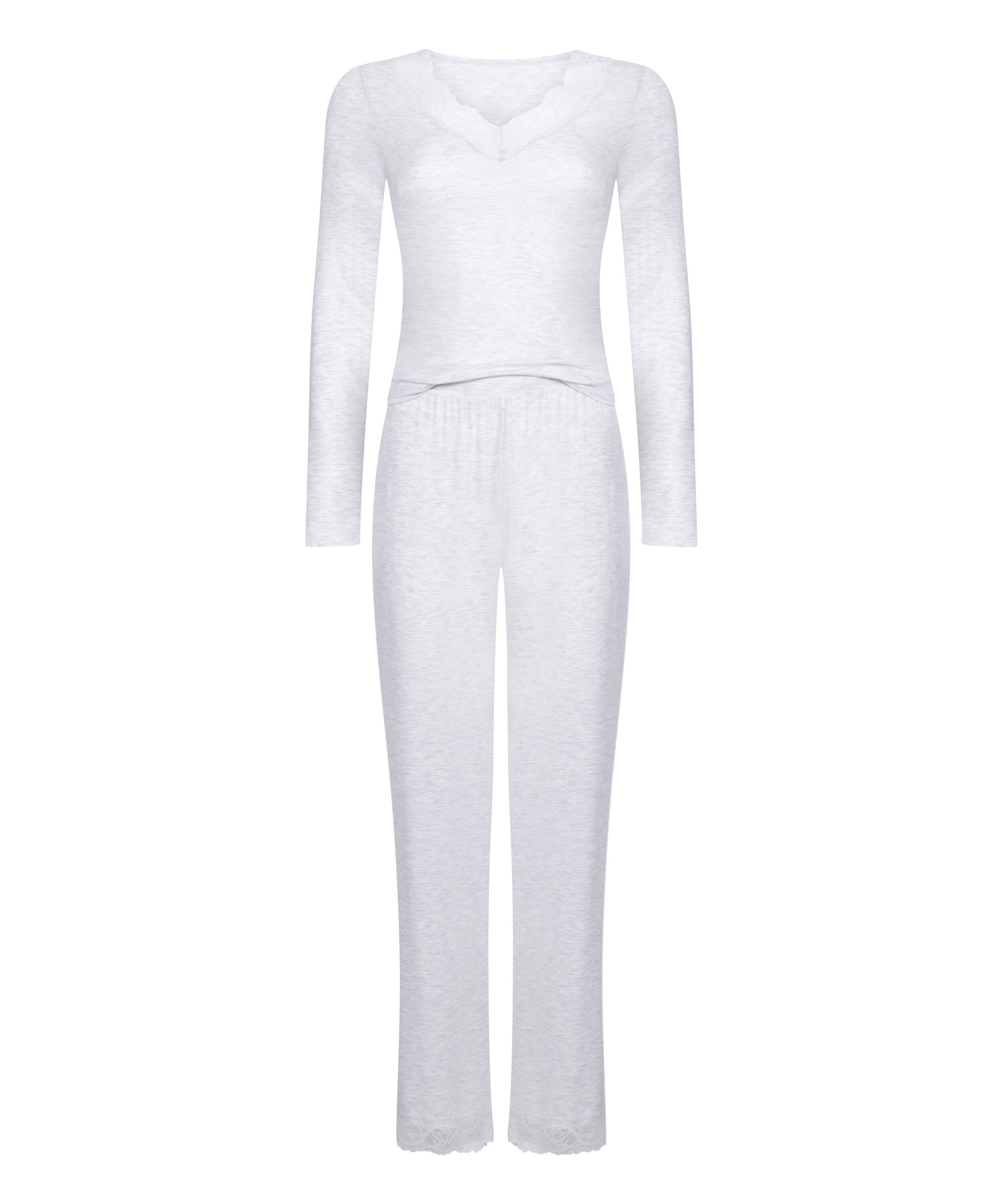 Koronkowa piżama z długim rękawem, Szary
