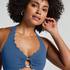 Góra od bikini z krojem typu halter, Niebieski