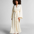 Długie satynowe kimono w kwiaty, Biały