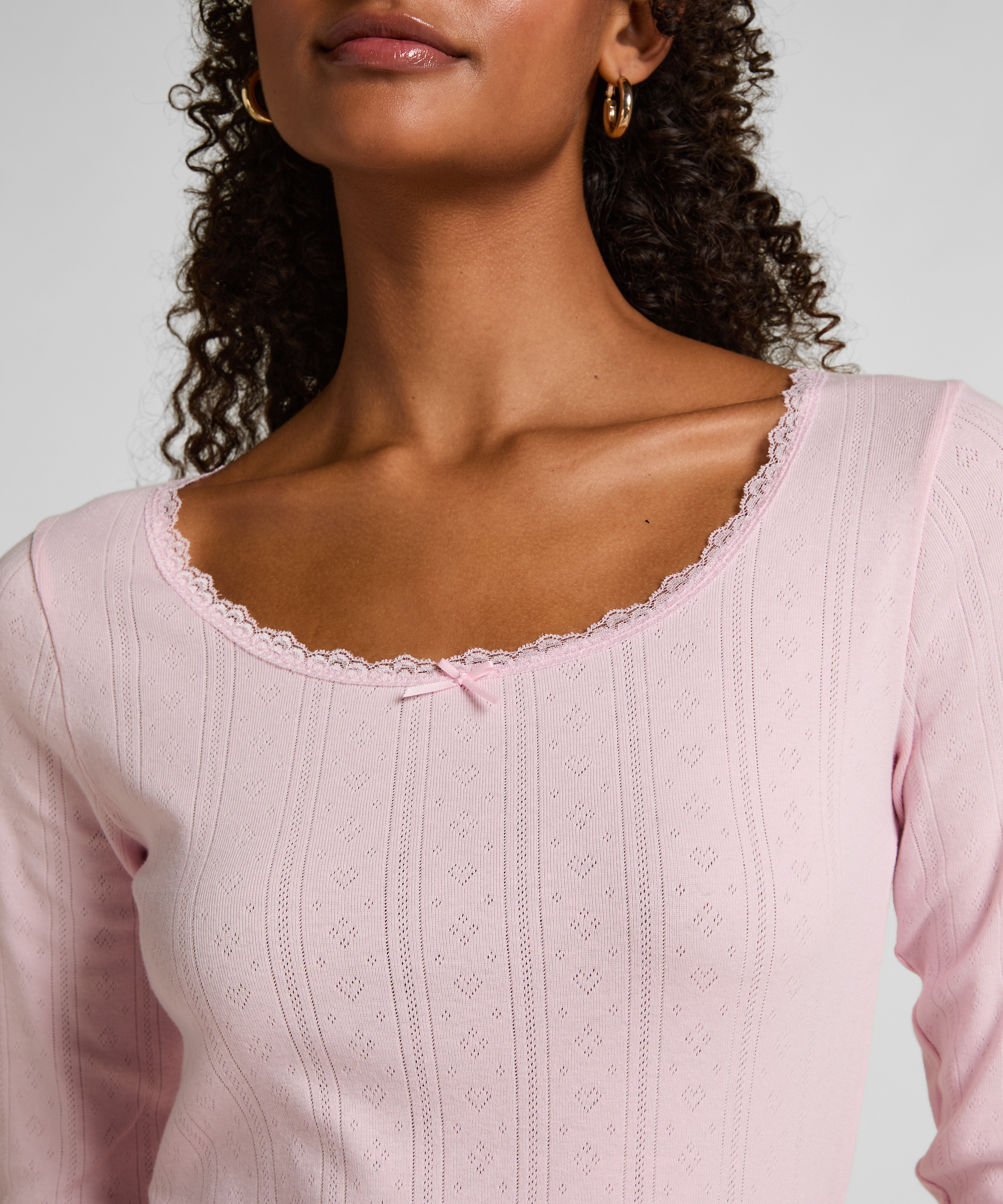 Top od piżamy Pointelle, R&oacute;żowy, main