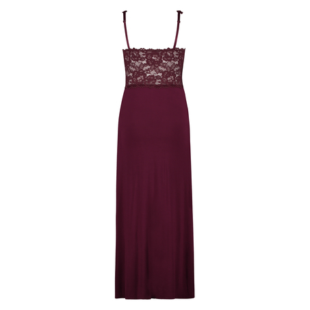 Long slip dress Modal lace, Czerwony