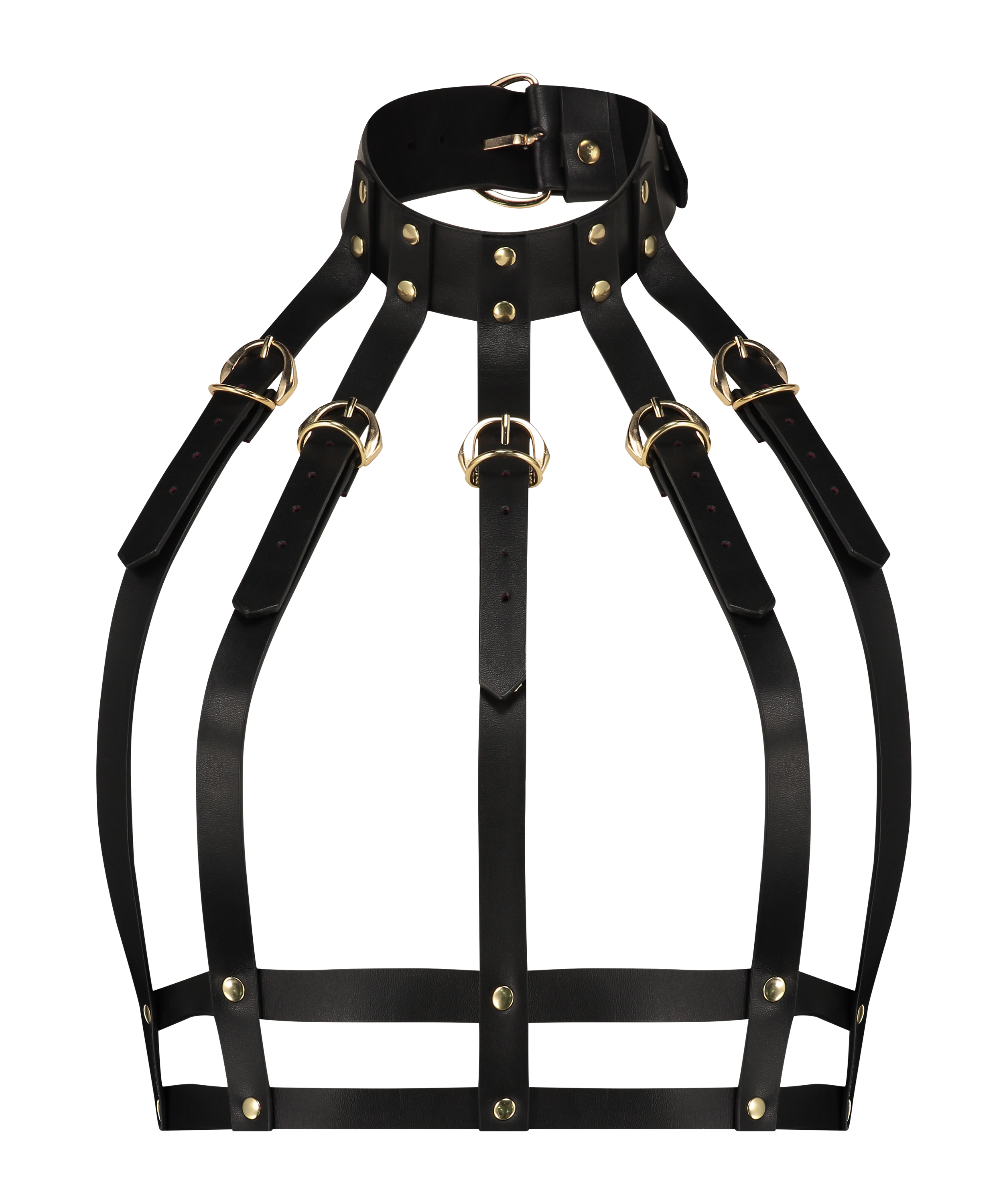 Uprząż z obrożą Cage Private, Czarny, main