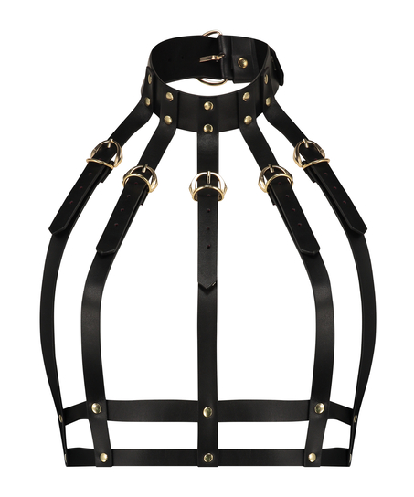 Uprząż z obrożą Cage Private, Czarny