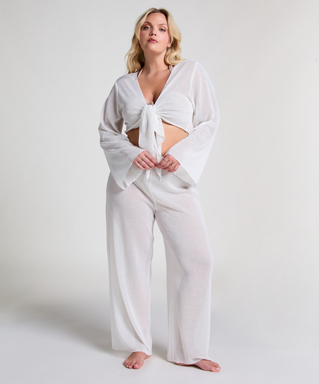 Top z dzianiny plażowej, Biały