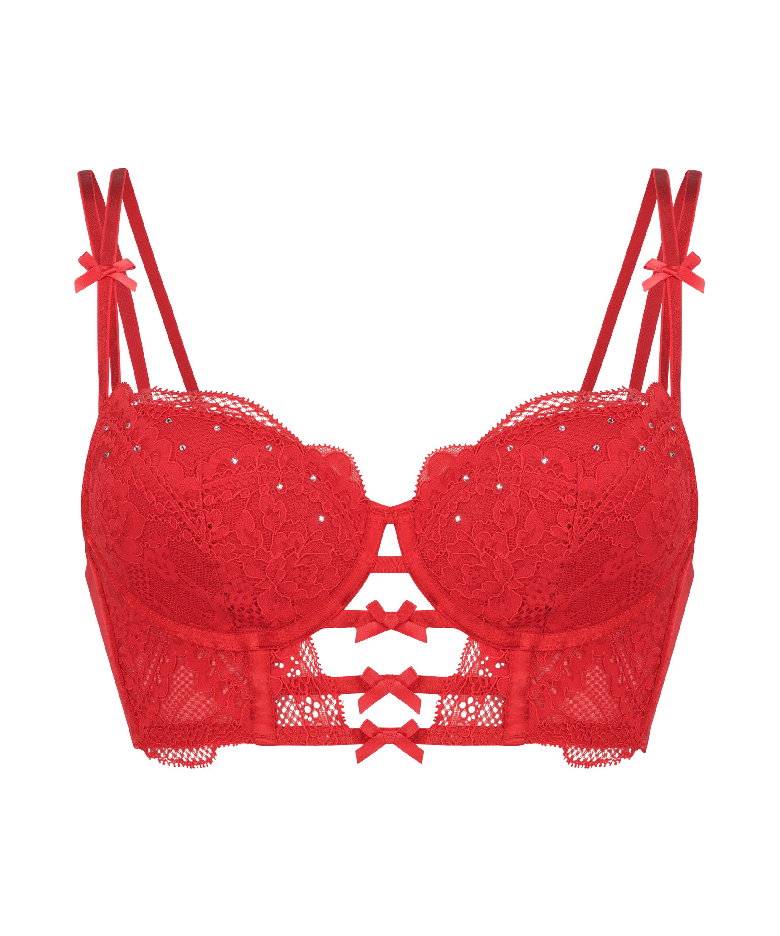 Usztywniony zabudowany biustonosz z fiszbinami Oceana, Czerwony, main