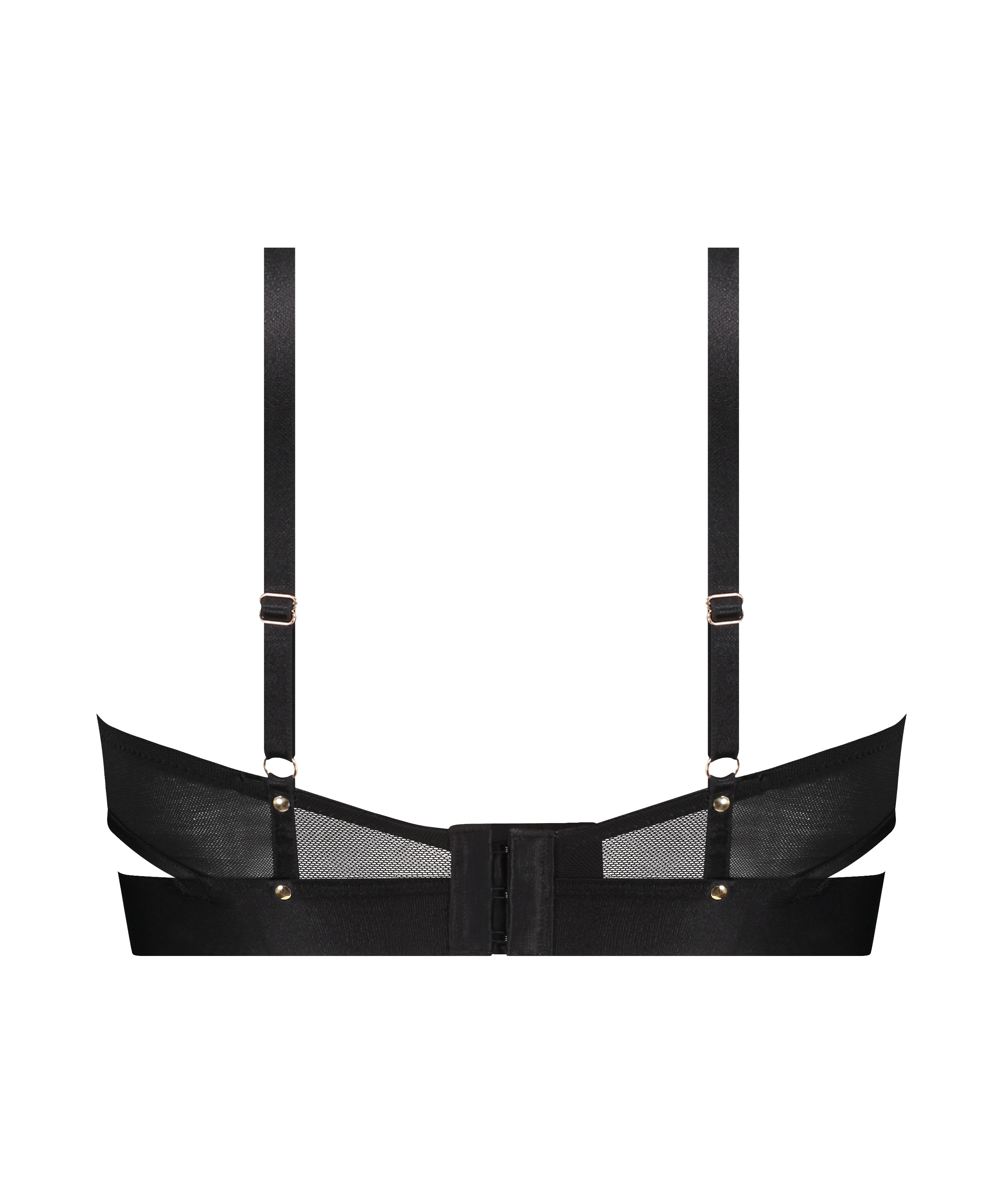 Nieusztywniany biustonosz z fiszbinami longline Sable, Czarny, main