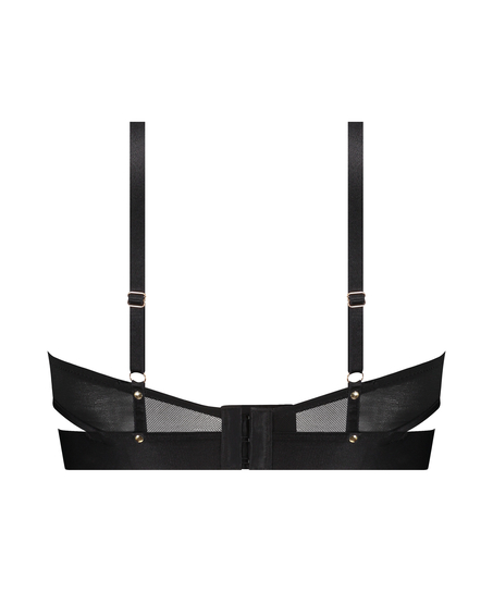 Nieusztywniany biustonosz z fiszbinami longline Sable, Czarny