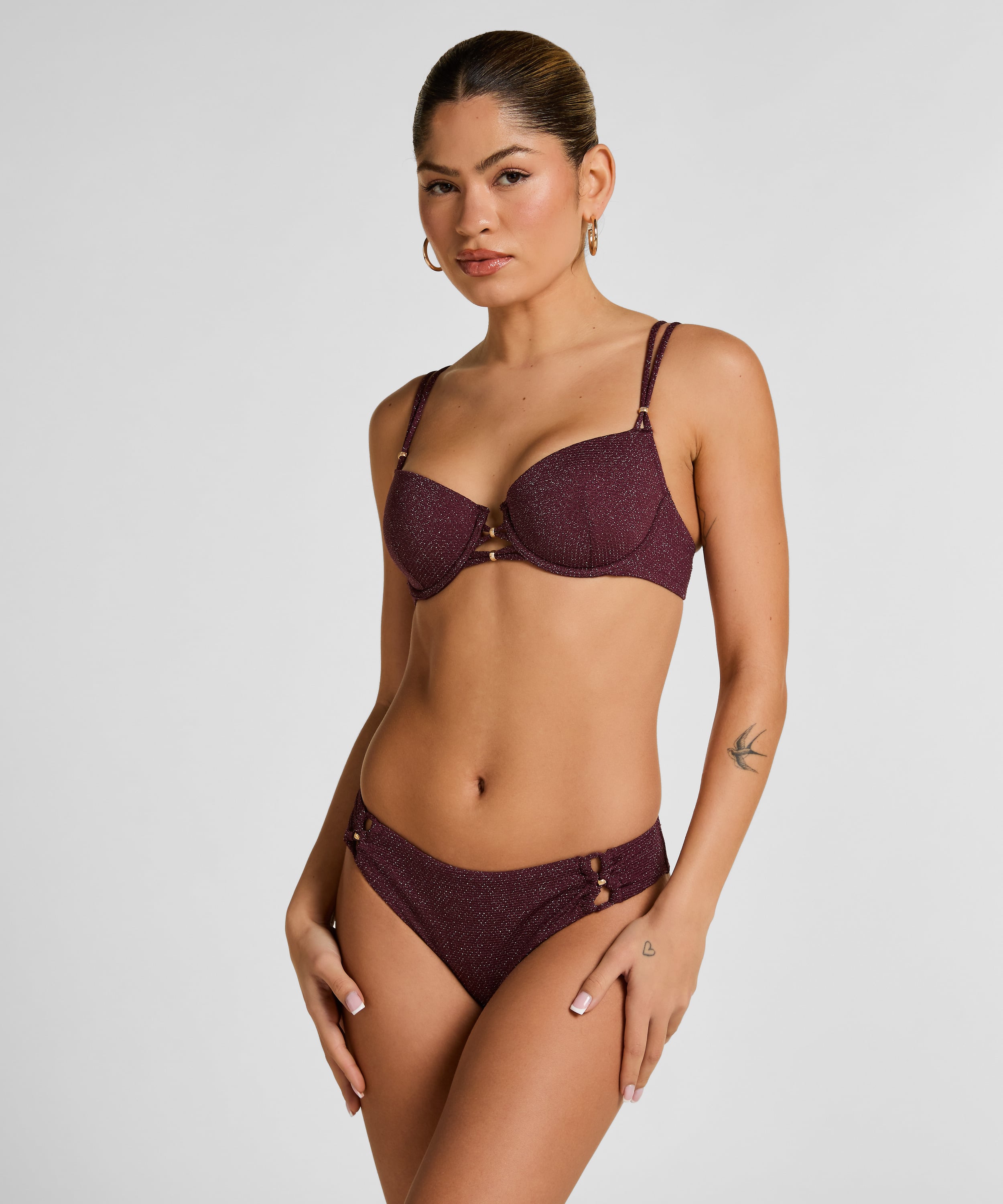 Biustonosz Bikini Panama z Fiszbinami i Wkładkami, Fioletowy, main