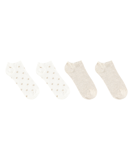 2 Pairs Lurex Socks, Biały