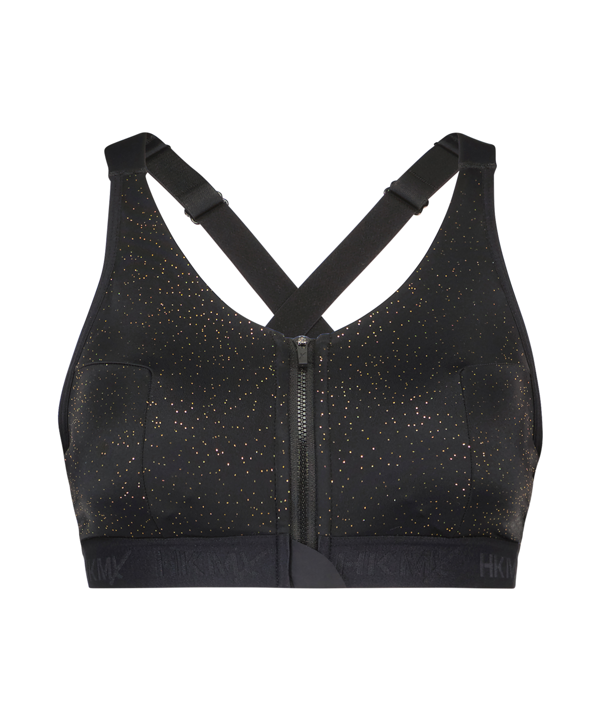 Sportowy biustonosz Gold Glitter HKMX The Pro - poziom 3, Czarny, main