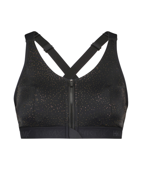 Sportowy biustonosz Gold Glitter HKMX The Pro - poziom 3, Czarny