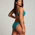 Majtki Bikini Wysoko Krojona Relief, Zielony