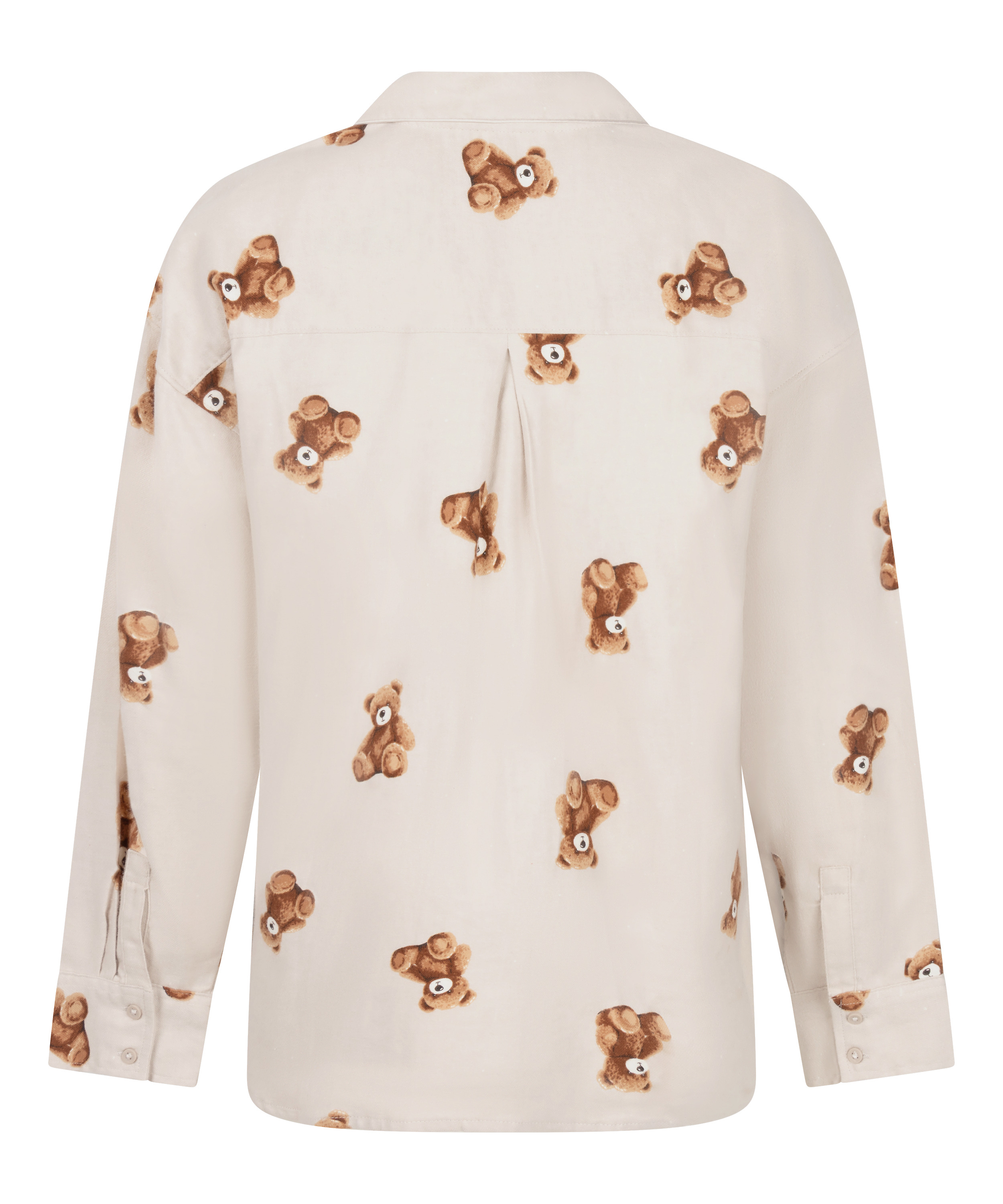 Bluza flanelowa twillowa ze wzorem misia, Beżowy, main