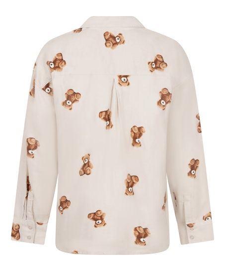 Bluza flanelowa twillowa ze wzorem misia, Beżowy