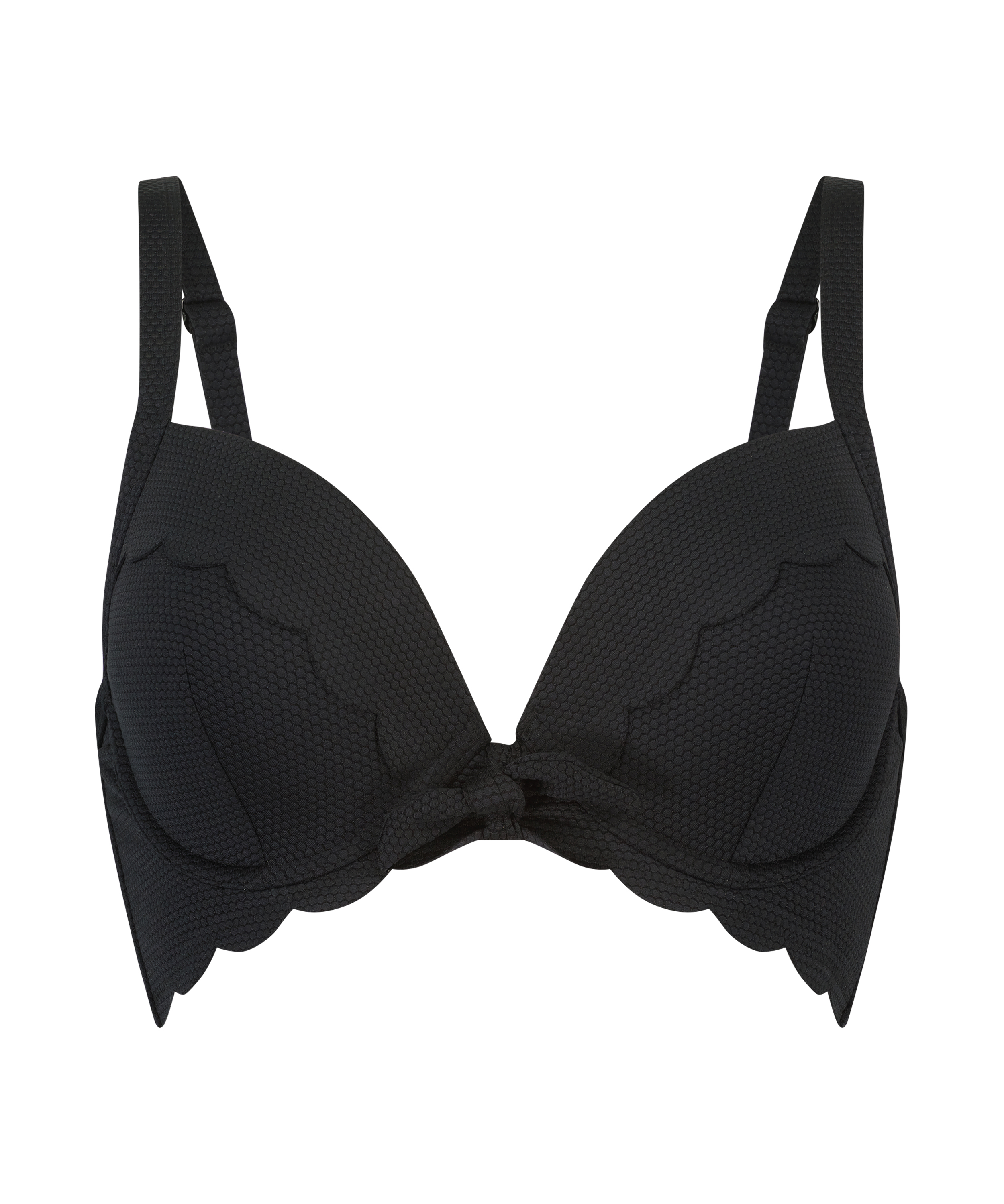 Scallop biustonosz bikini z wkładkami i fiszbinami, Czarny, main