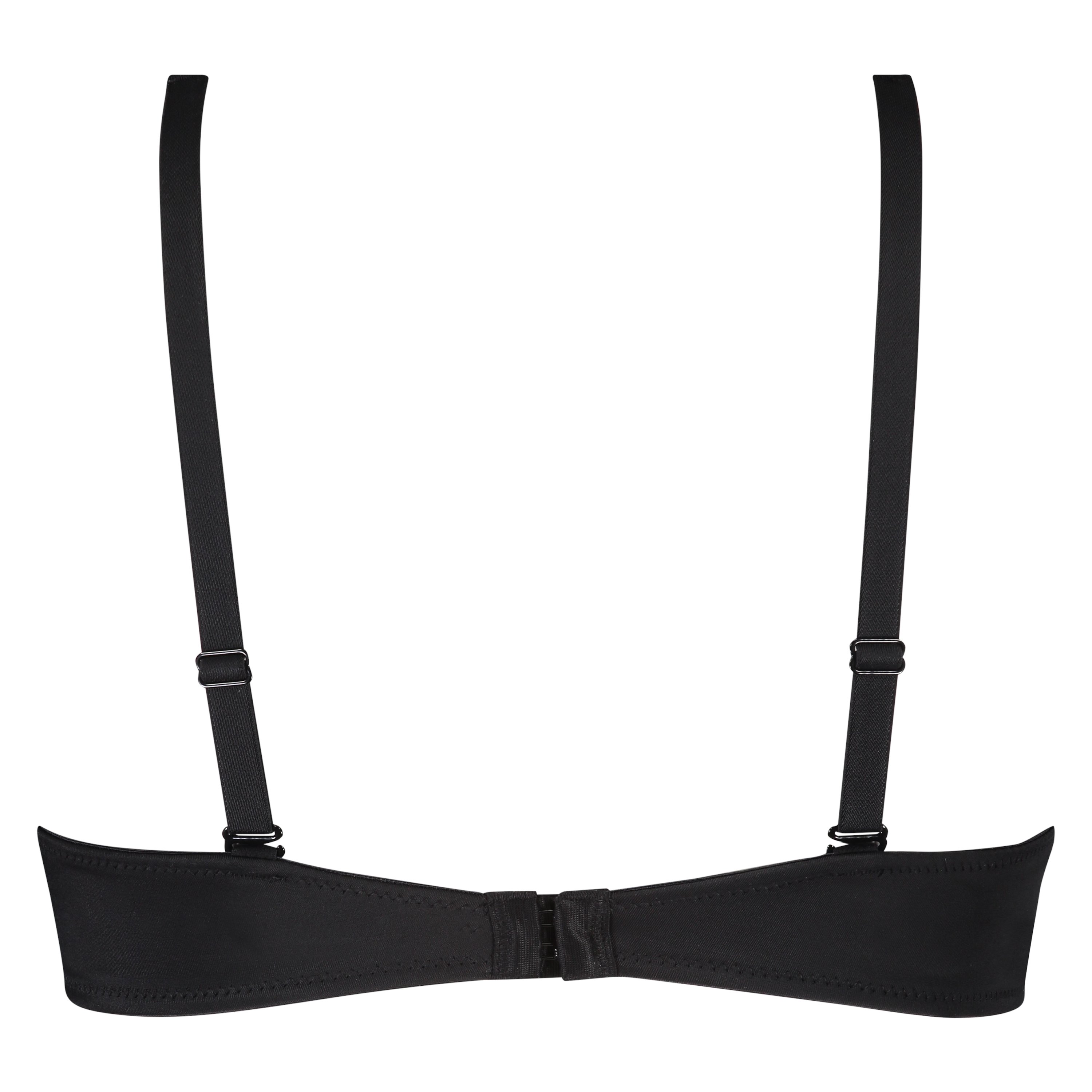 Satynowy nieusztywniony biustonosz z fiszbinami, Czarny, main