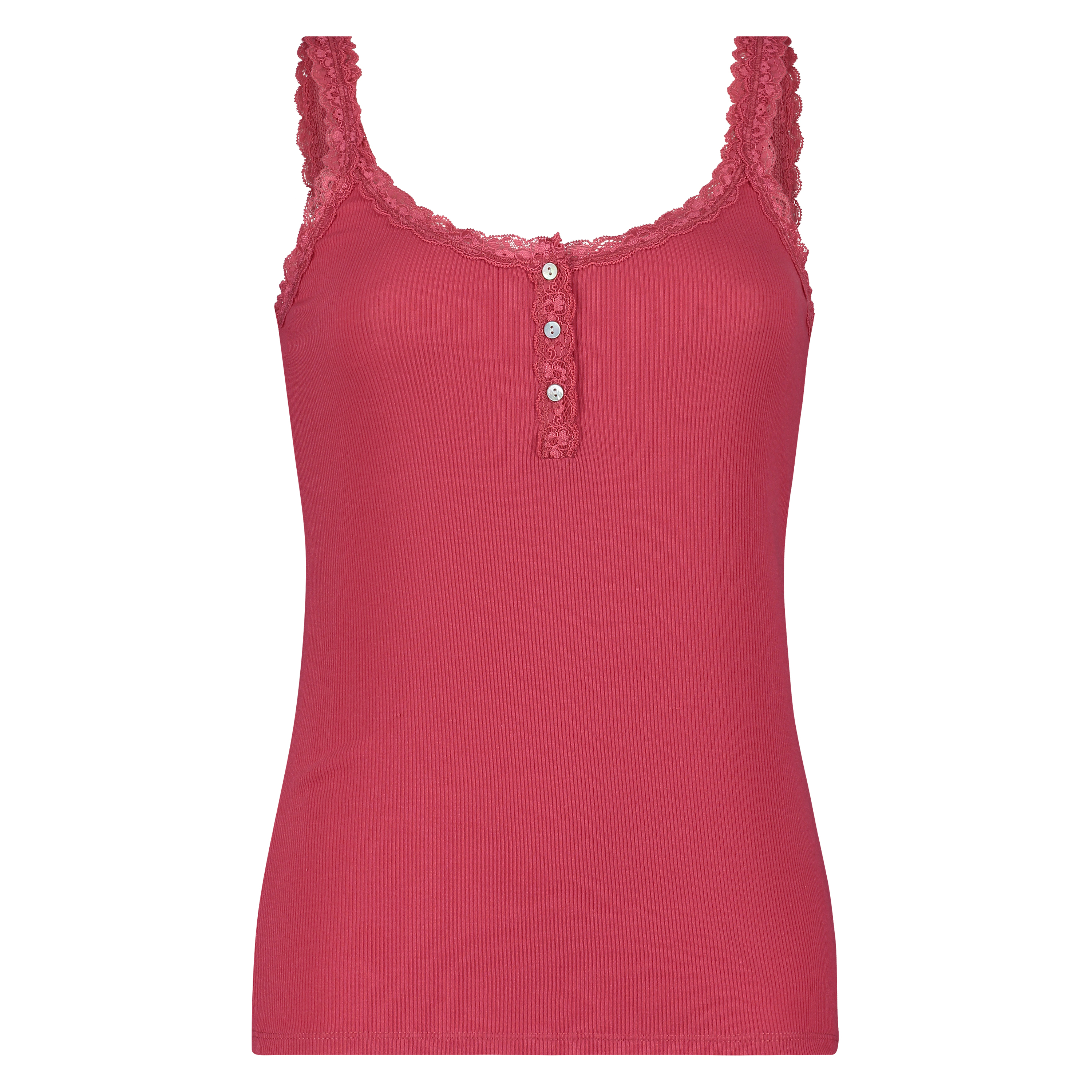 Singlet top cami rib lace, Czerwony, main