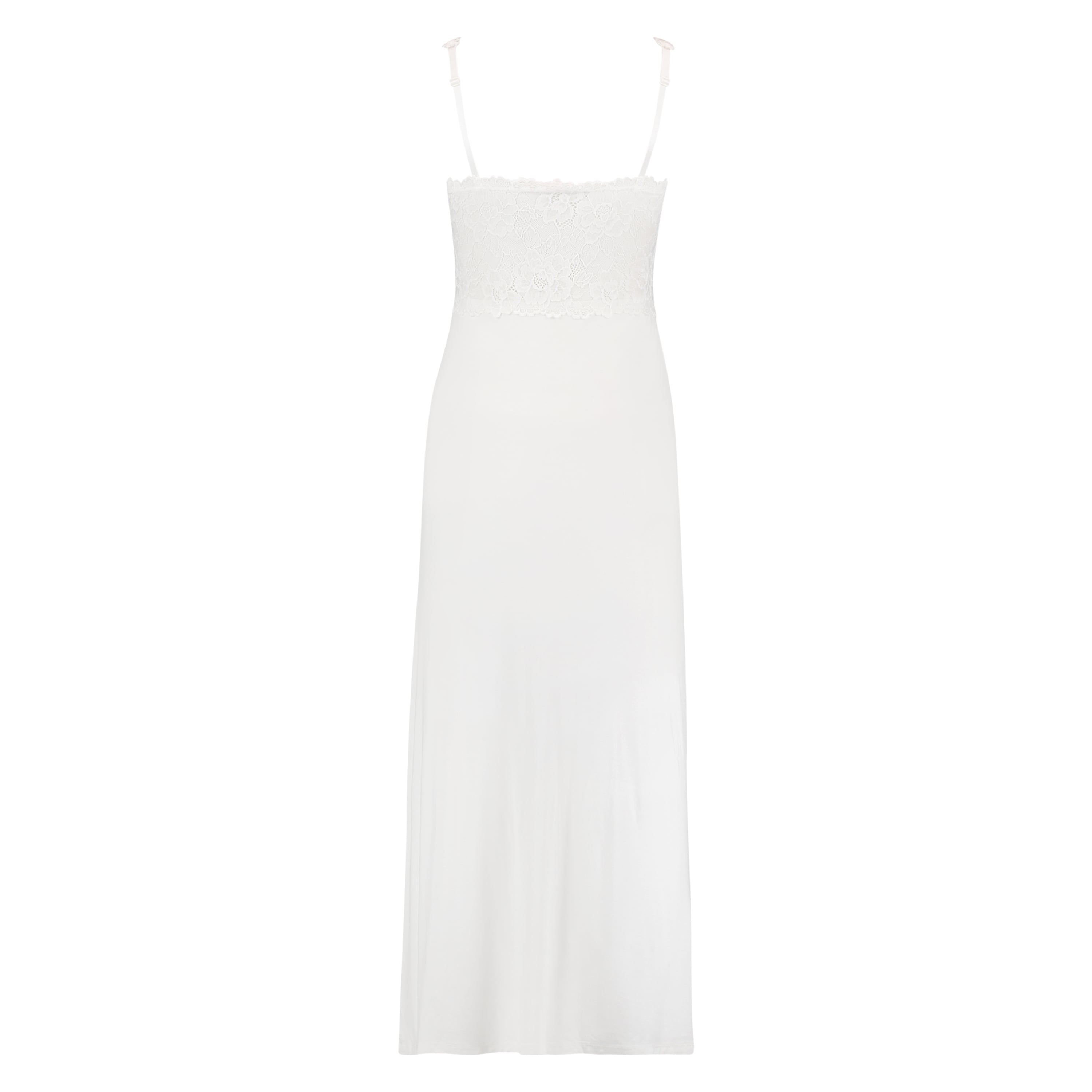 Long slip dress Modal lace, Biały, main