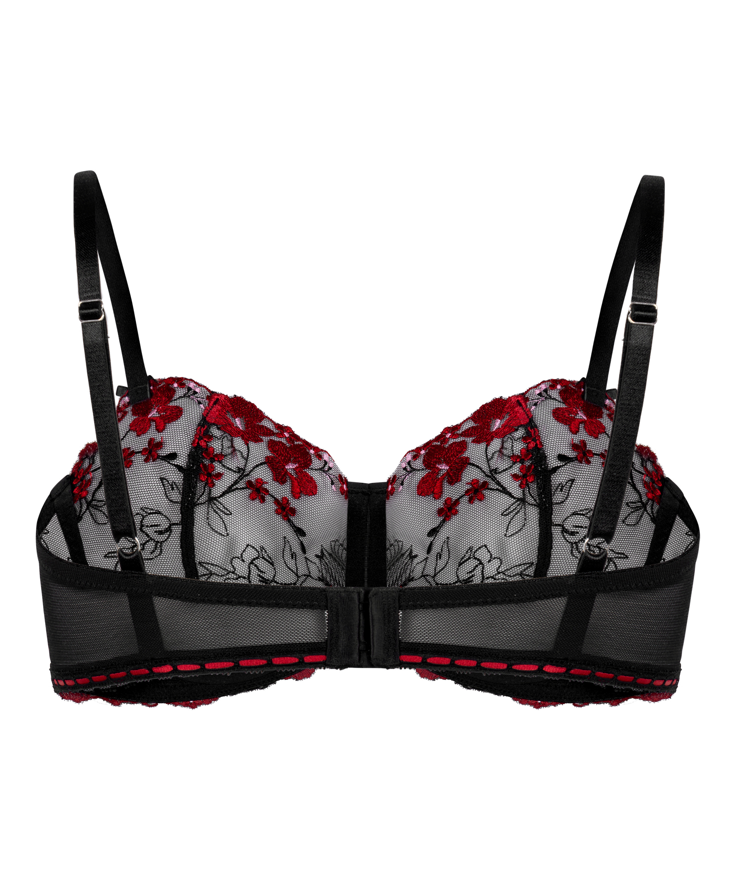 Nieusztywniany biustonosz z fiszbinami Peonie, Czarny, main