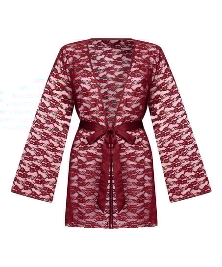 Kimono w całości wykonane z koronki, Czerwony