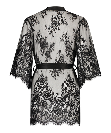Kimono z koronką Isabelle, Czarny