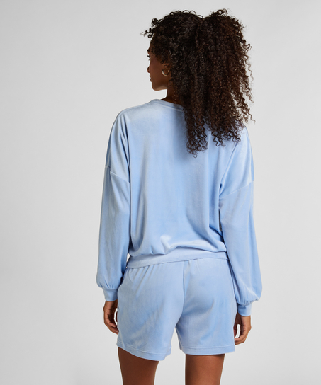 Aksamitne szorty z kieszenią, Niebieski