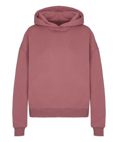Bluza z Kapturem z Czesanej Dzianiny Dresowej, R&oacute;żowy