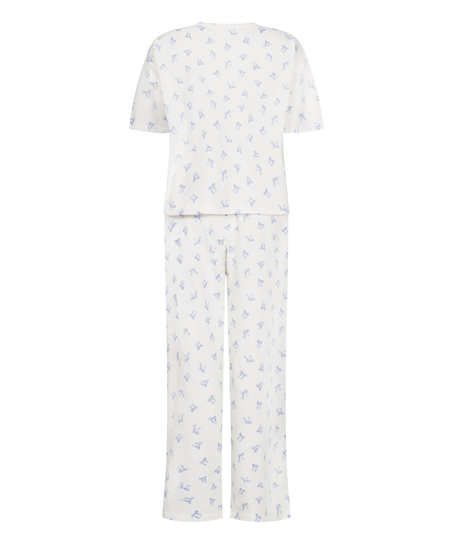 Zestaw Piżamowy Cotton Jersey Długi, Biały