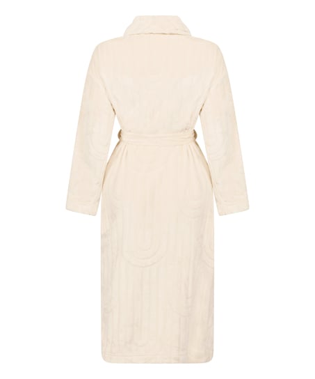 Długi szlafrok fleece, Biały