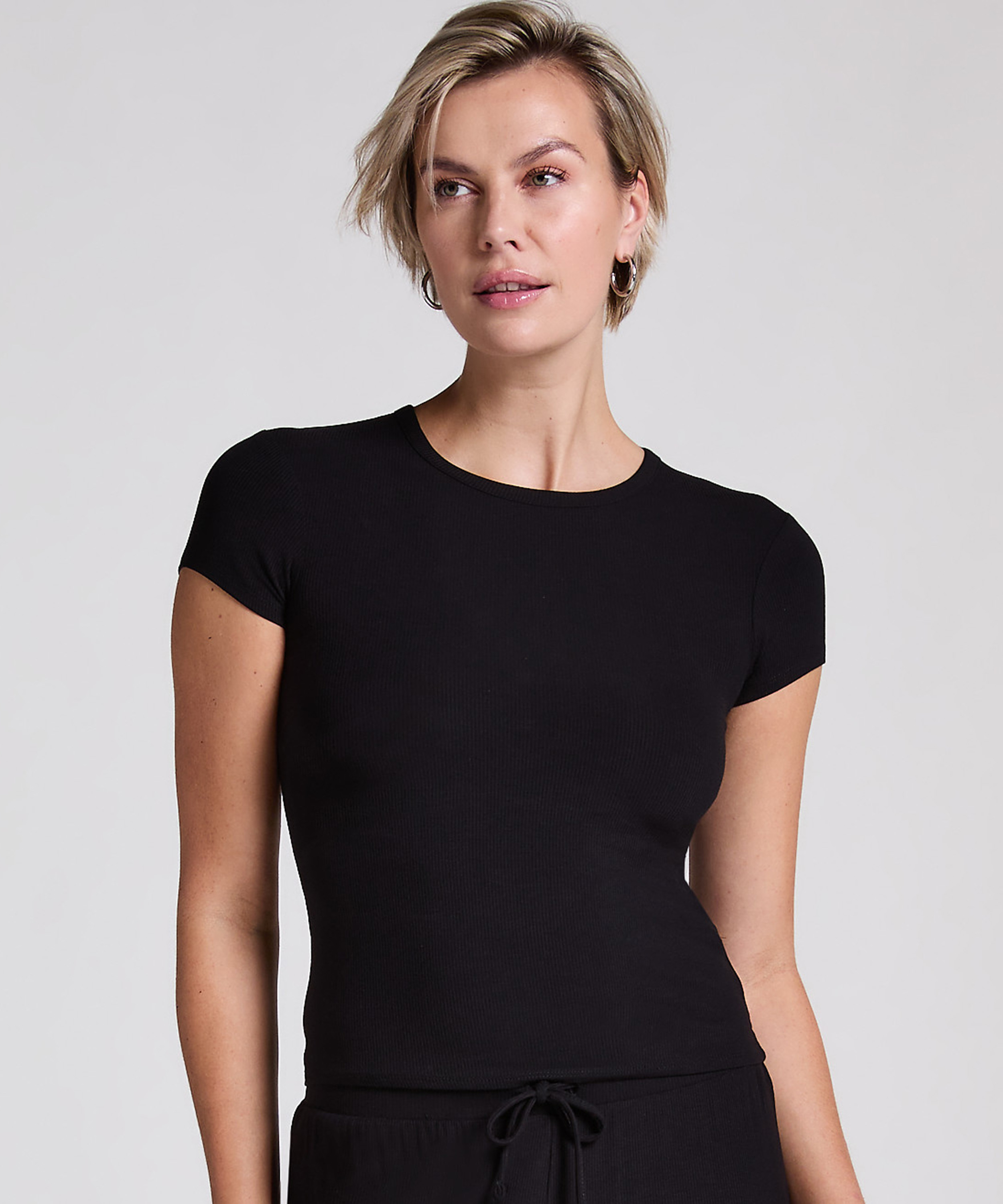 Top od piżamy Rib Essential, Czarny, main