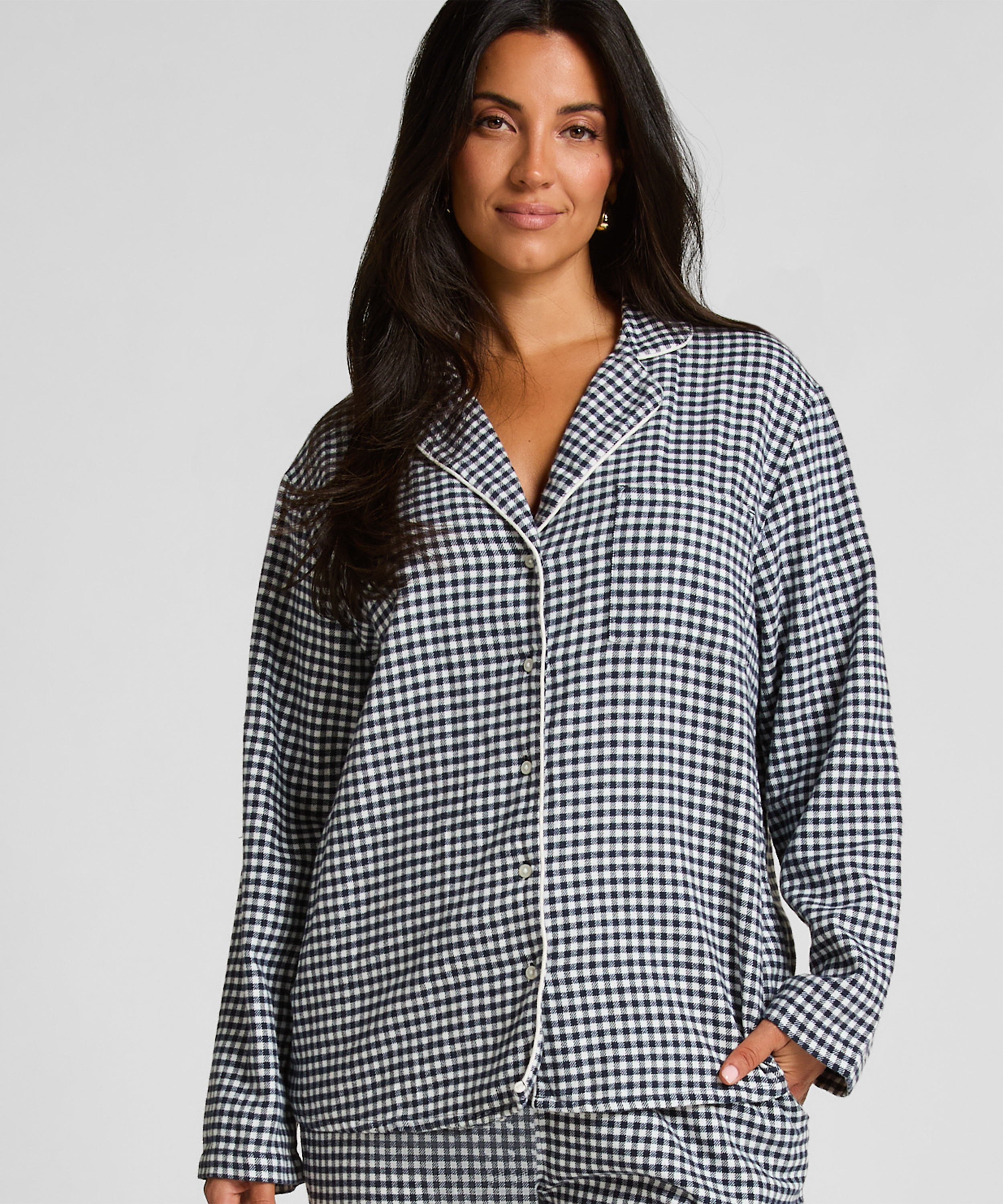 Top piżamowy Flanel Essentials, Niebieski, main