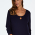 Long-sleeved pyjama top rib keyhole, Niebieski