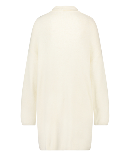 Długa kamizelka z puszystej dzianiny Premium, Biały