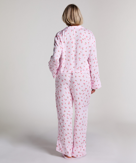 Kurtka z satyny z długimi rękawami, Różowy