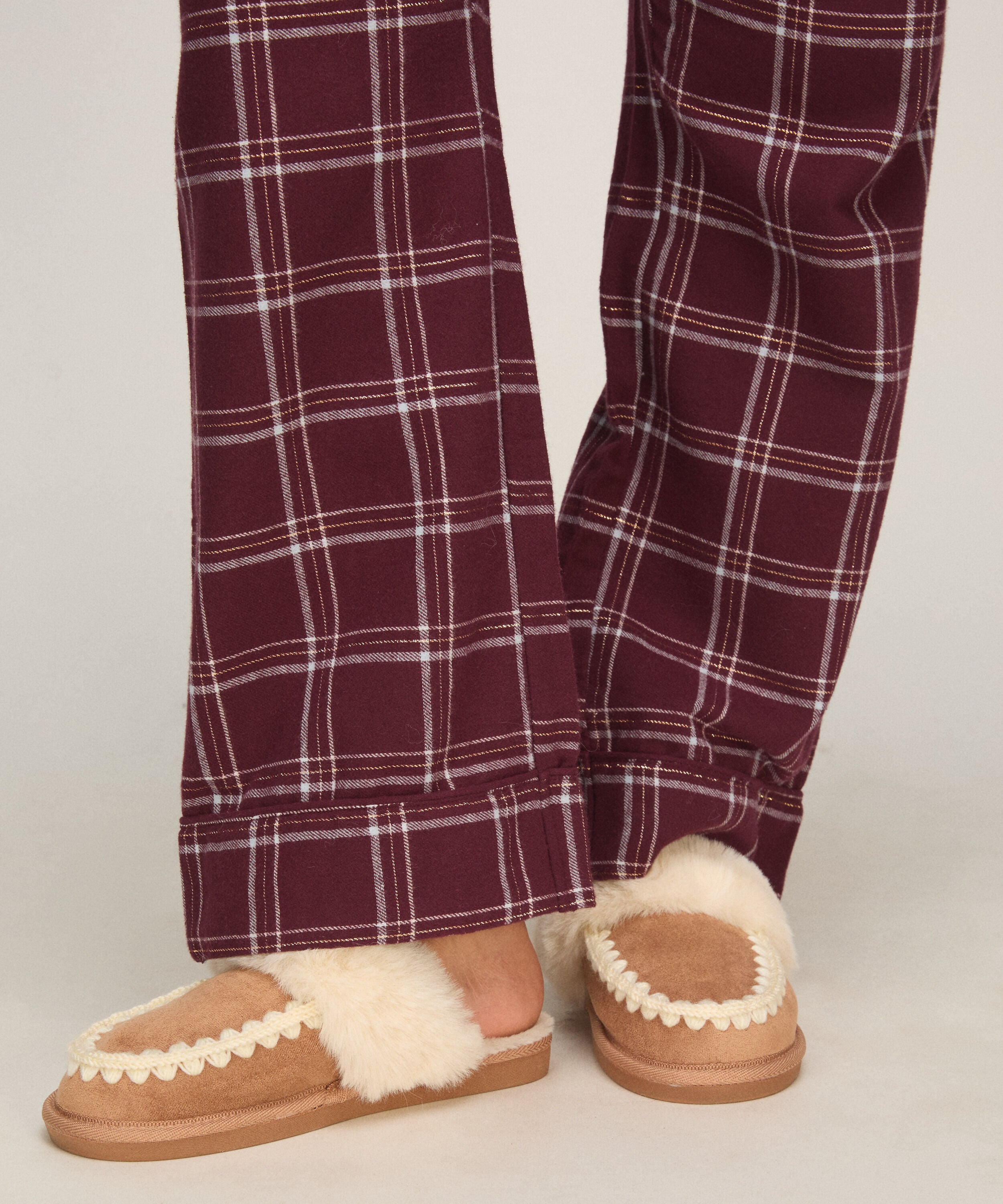 Kapcie Faux Suede Stitching, Brązowy