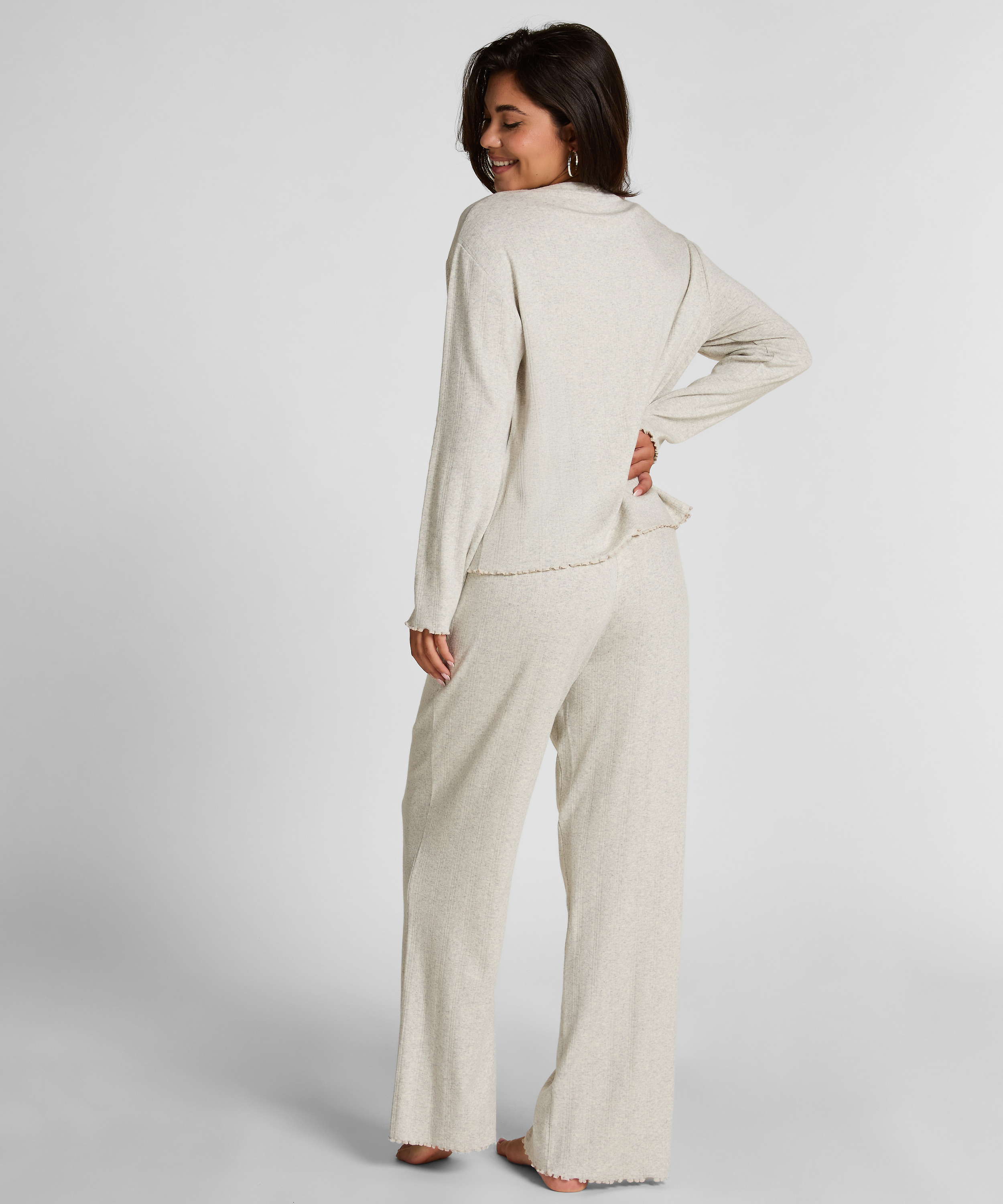 Piżama Spodnie Loose Pointelle, Szary, main