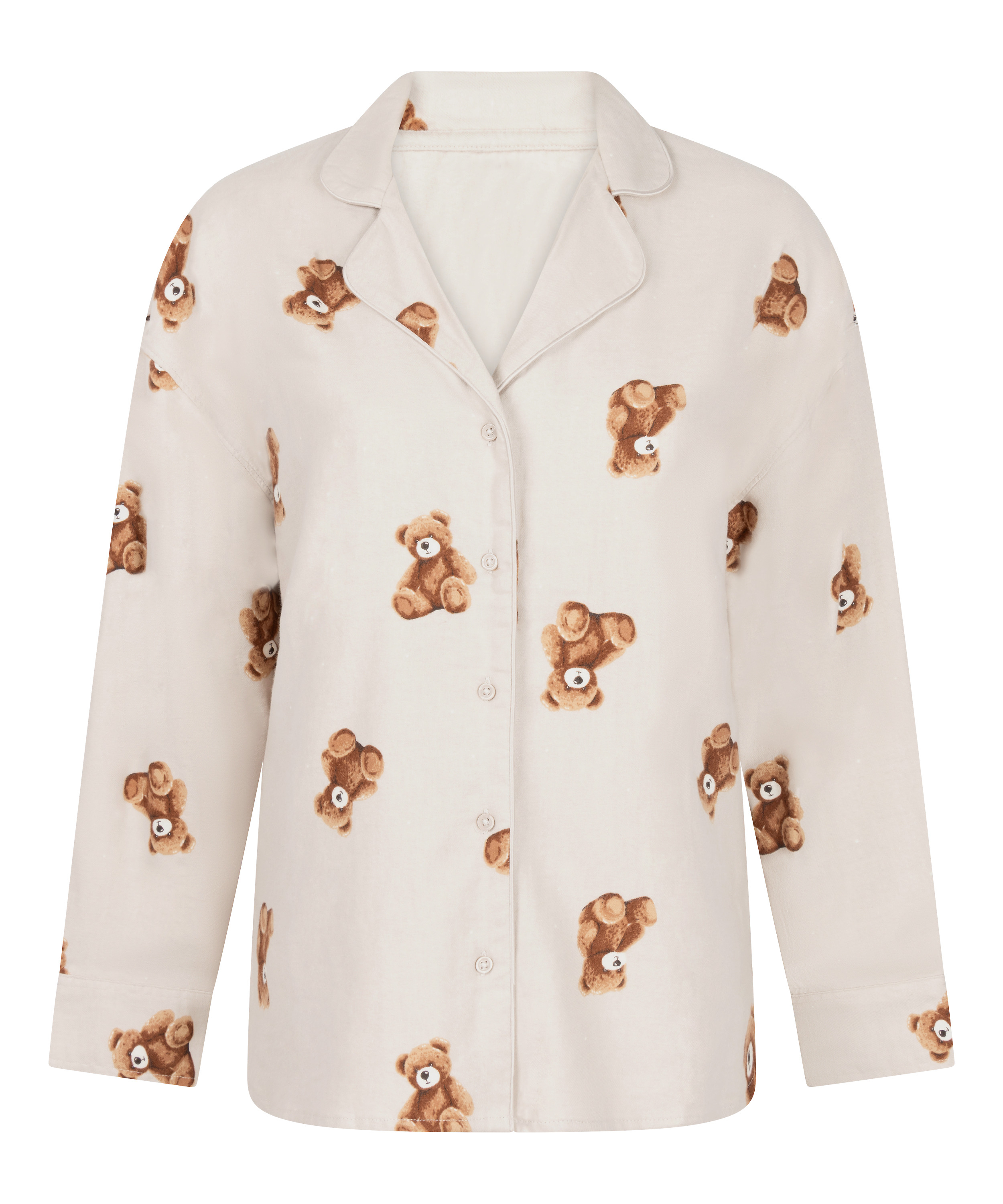 Bluza flanelowa twillowa ze wzorem misia, Beżowy, main