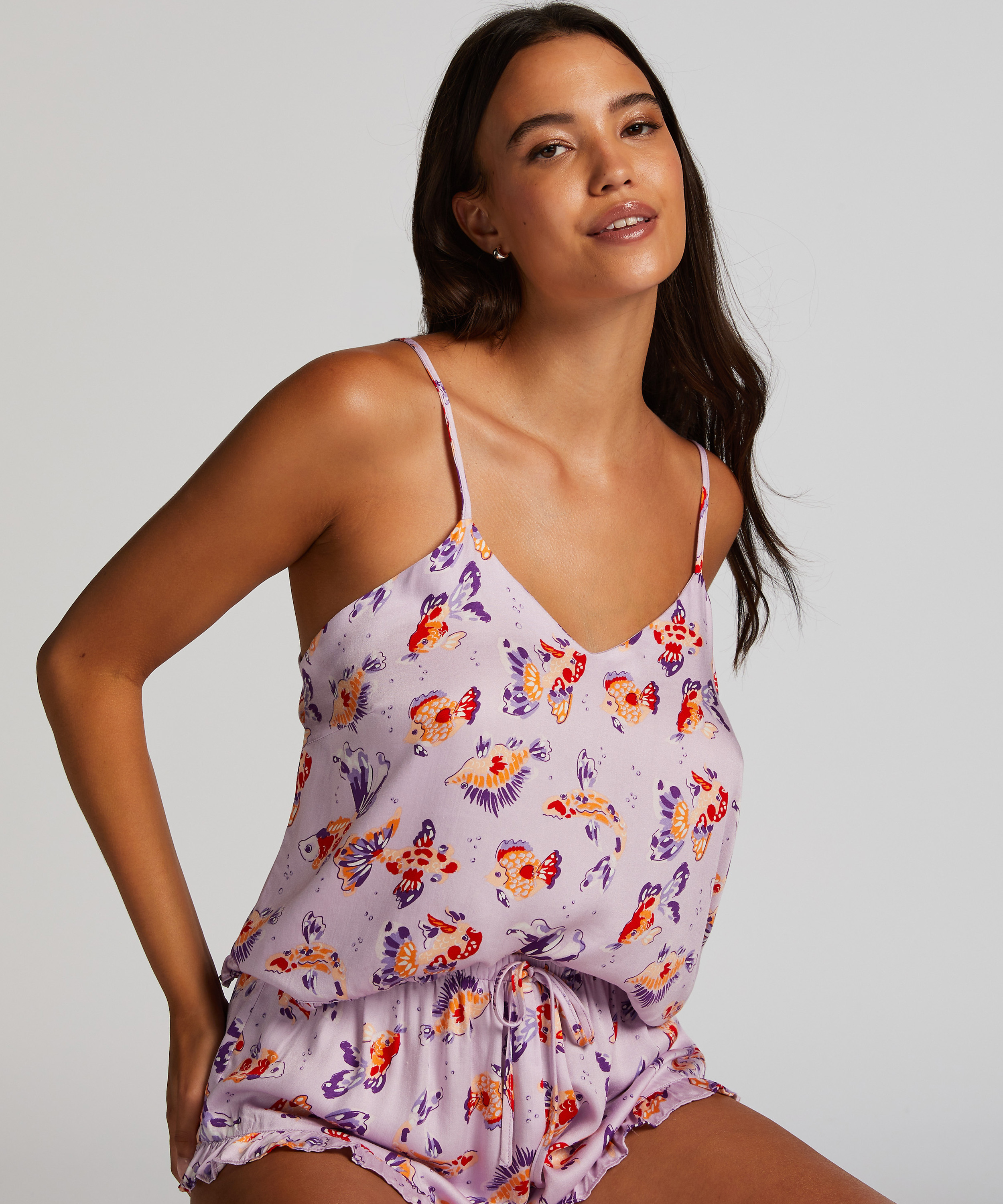 Satynowe szorty piżamowe, Fioletowy, main