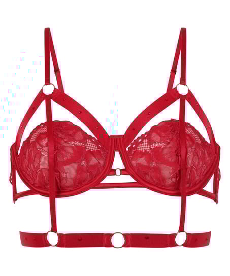 Nieusztywniany biustonosz z fiszbinami Jacky, Czerwony