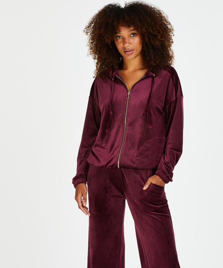 Velvet hoodie jacket, Czerwony