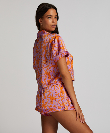 Satynowa narzutka Peppers z kr&oacute;tkim rękawem, Fioletowy