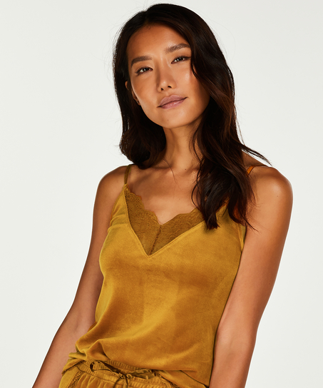 Top z aksamitnej koronki, Ż&oacute;łty