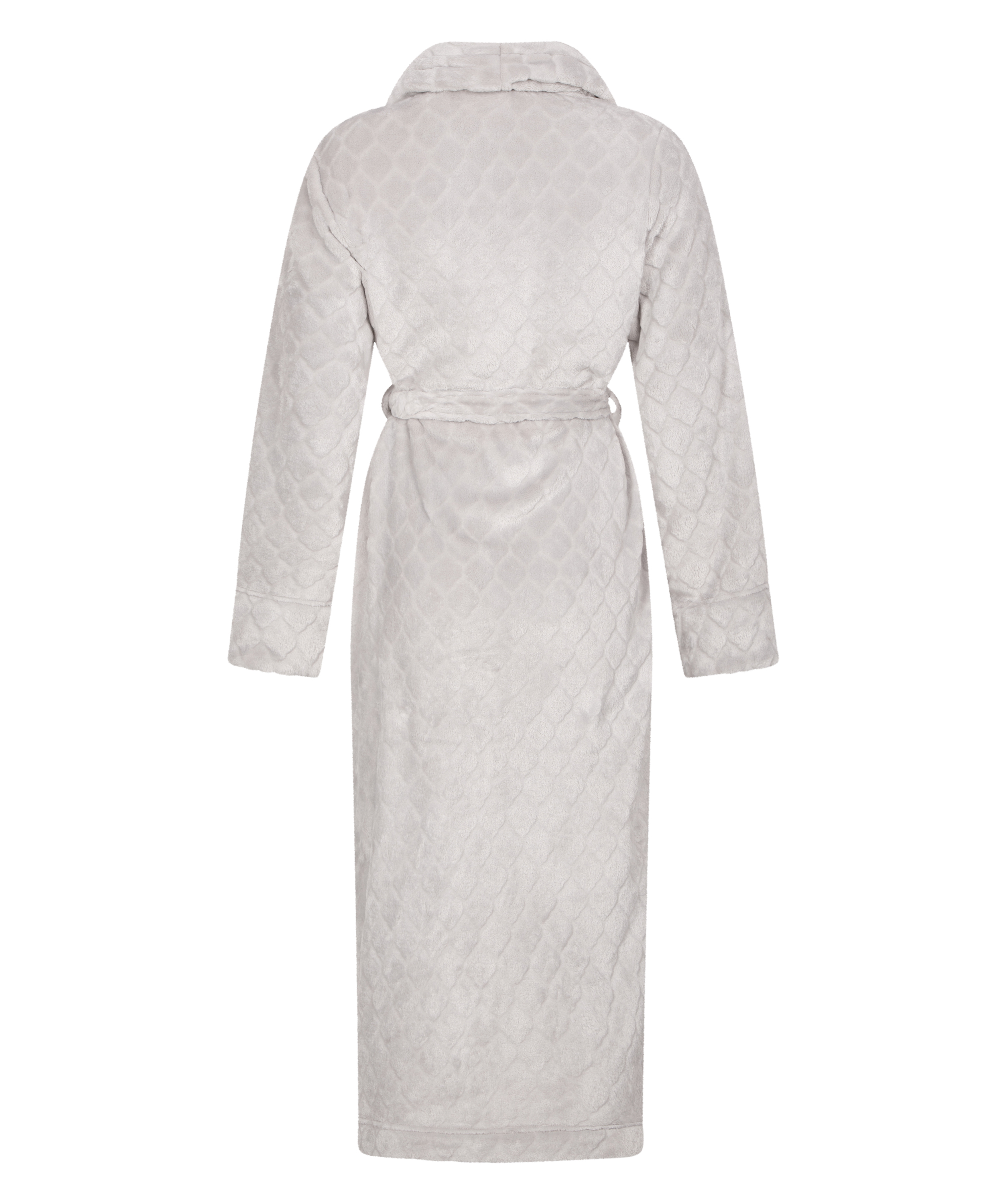 Long Fleece Bathrobe, Szary, main
